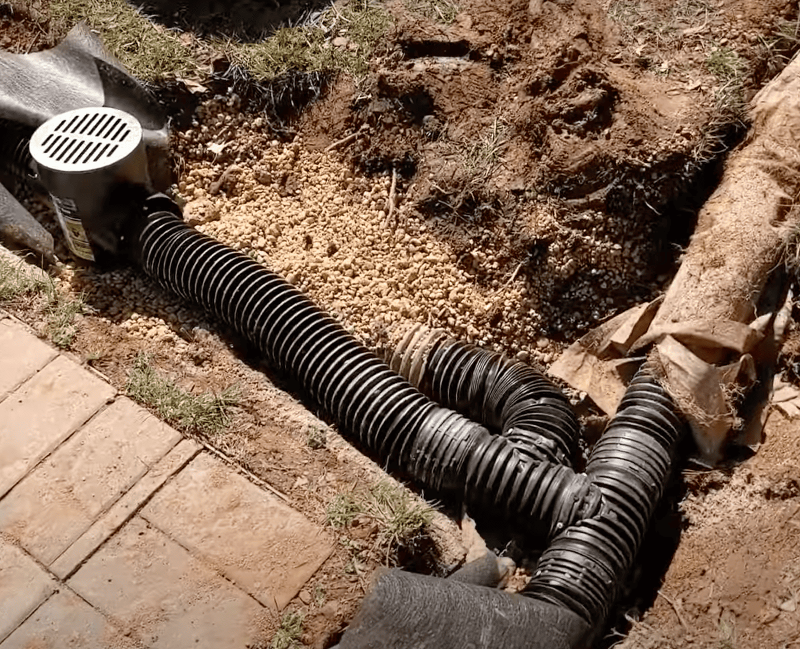 French drain system along foundation