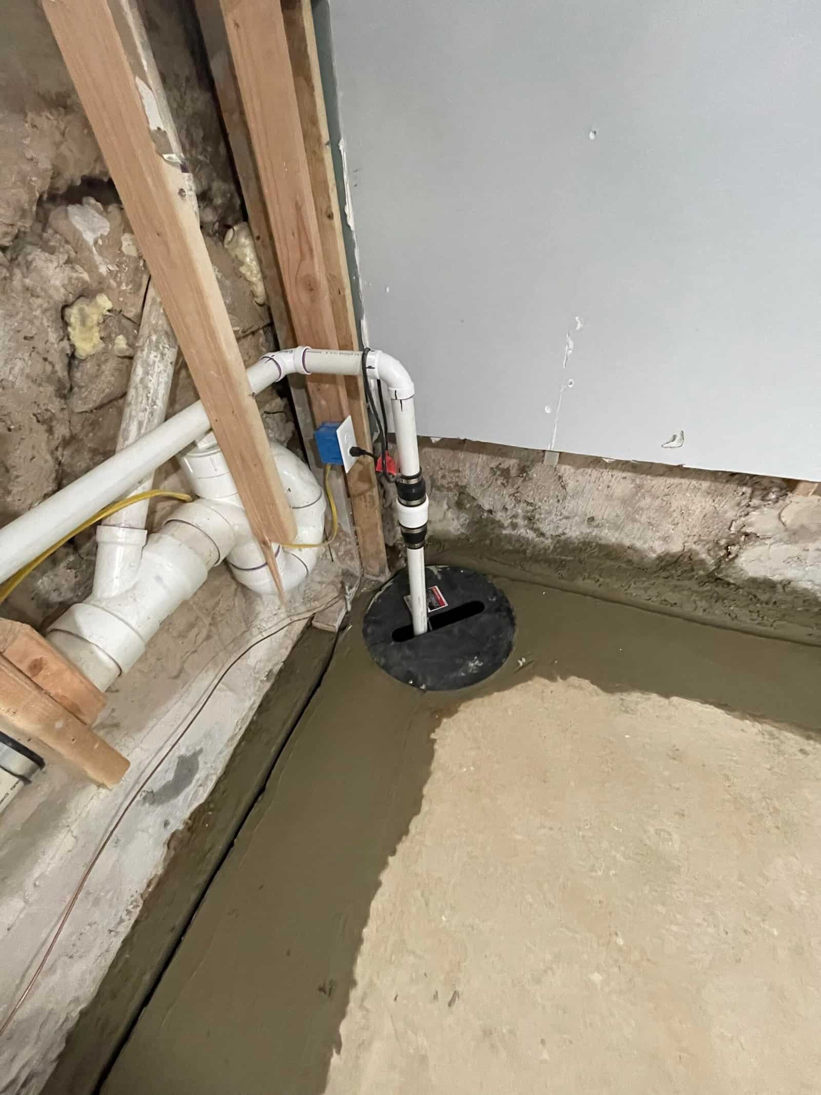 Sump pump installed in basement
